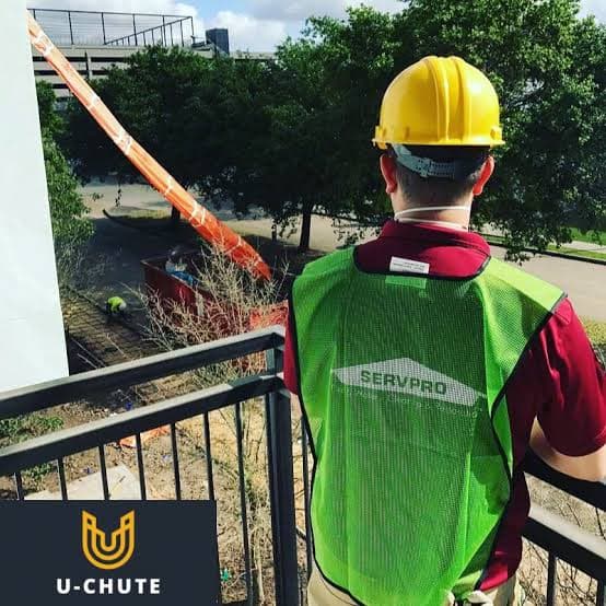 U-Chute debris chute system installed at a jobsite